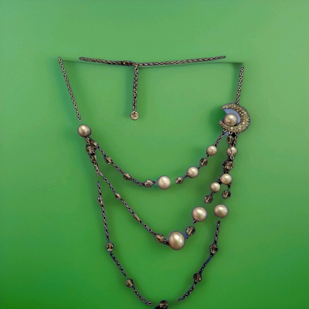 Rare Pinchandra Fresh Water Pearls with Moon Pendant Necklace